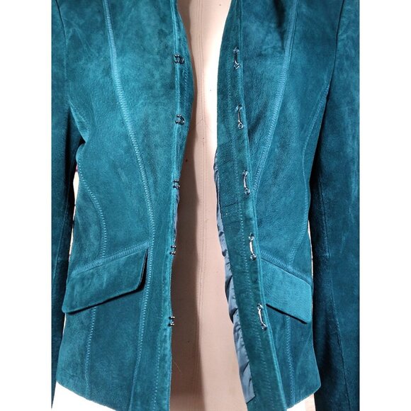 Classiques Entier Emerald Green Suede Mandarin Collar Jacket - Picture 9 of 9